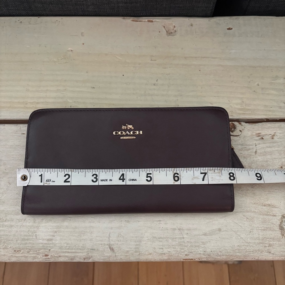 COACH Continental Wallet in Refined Leather with Oxblood Gold Accents - Picture 15 of 15